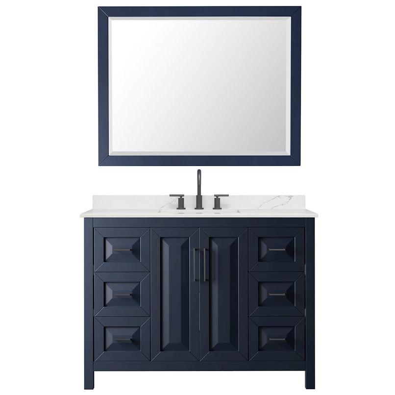 Daria 48" Free Standing Single Basin Vanity Set with Cabinet, Quartz Vanity Top, and Framed Mirror - image 3