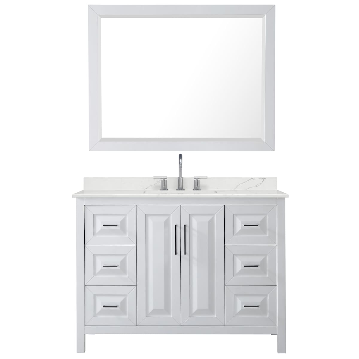 Daria 48" Free Standing Single Basin Vanity Set with Cabinet, Quartz Vanity Top, and Framed Mirror