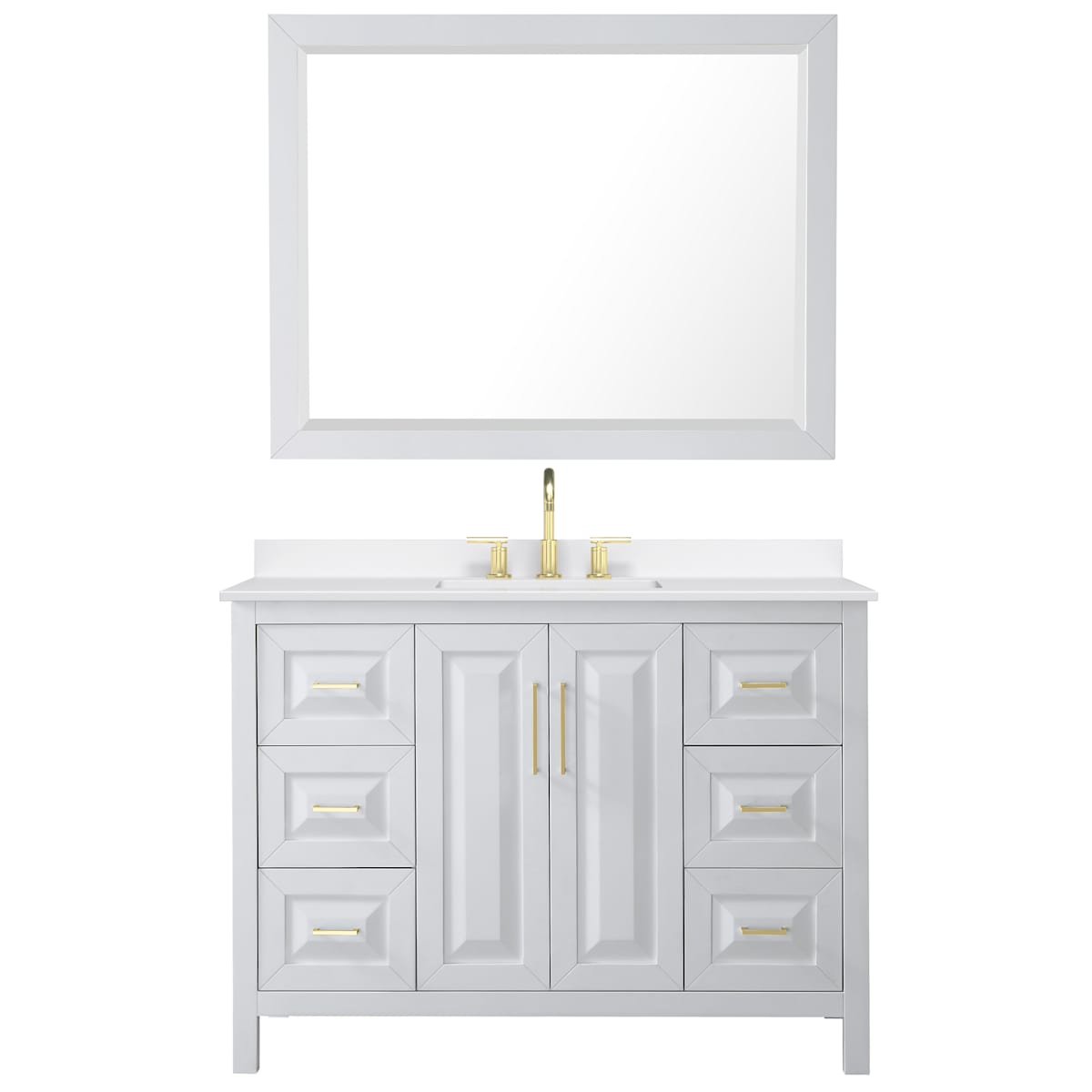 Daria 48" Free Standing Single Basin Vanity Set with Cabinet, Quartz Vanity Top, and Framed Mirror