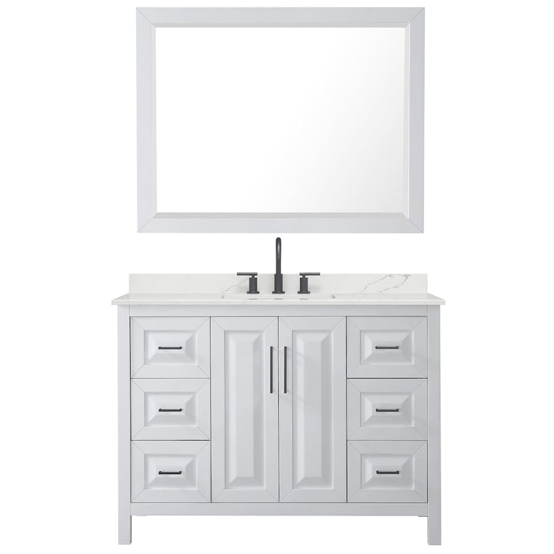 Daria 48" Free Standing Single Basin Vanity Set with Cabinet, Quartz Vanity Top, and Framed Mirror - image 15