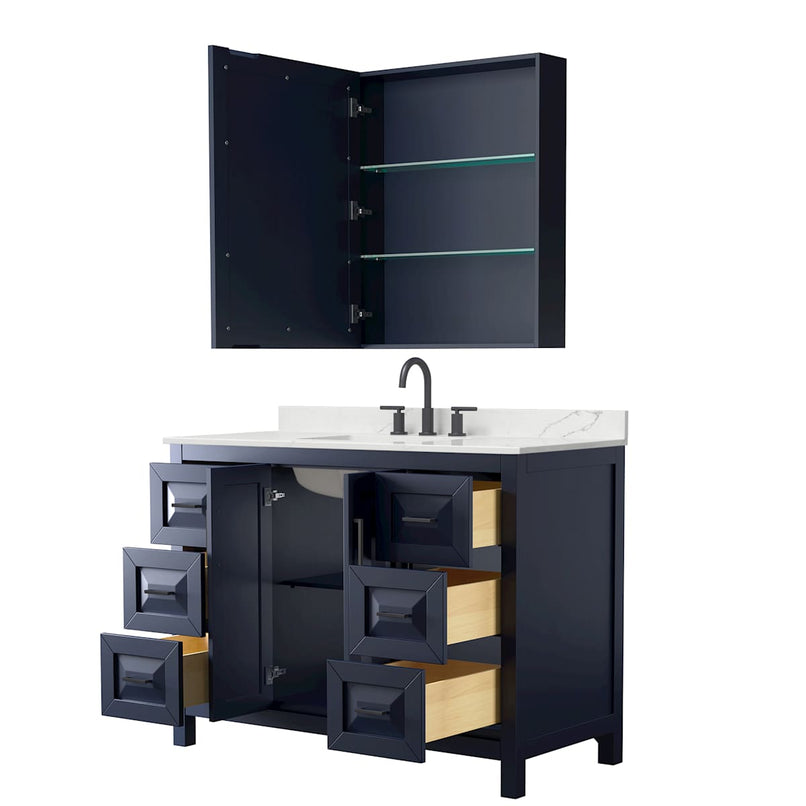 Daria 48" Free Standing Single Basin Vanity Set with Cabinet, Quartz Vanity Top, and Medicine Cabinet - image 2