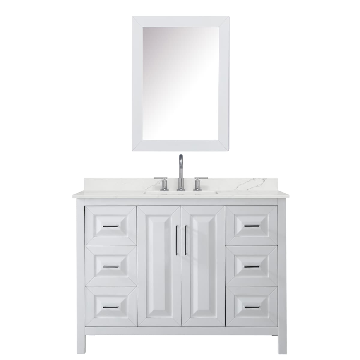 Daria 48" Free Standing Single Basin Vanity Set with Cabinet, Quartz Vanity Top, and Medicine Cabinet