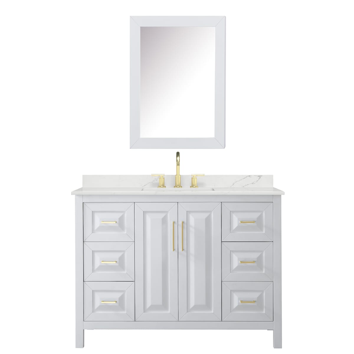 Daria 48" Free Standing Single Basin Vanity Set with Cabinet, Quartz Vanity Top, and Medicine Cabinet
