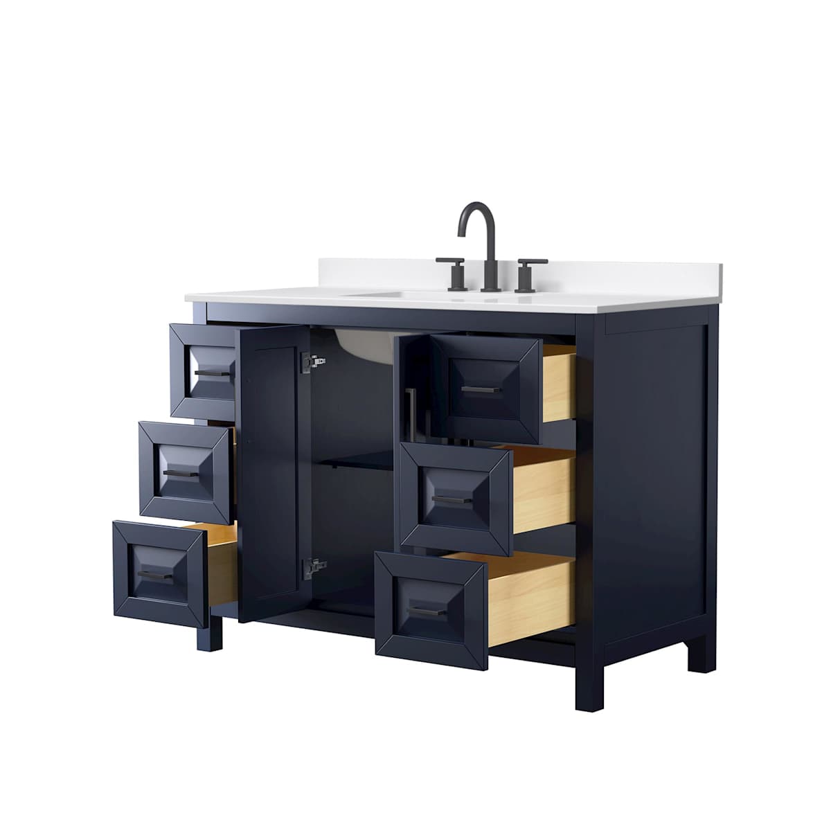 Daria 48" Free Standing Single Basin Vanity Set with Cabinet and Quartz Vanity Top