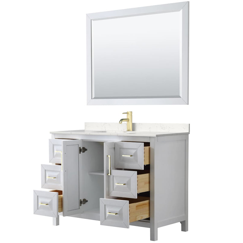 Daria 48" Free Standing Single Basin Vanity Set with Cabinet, Cultured Marble Vanity Top, and Framed Mirror - image 2