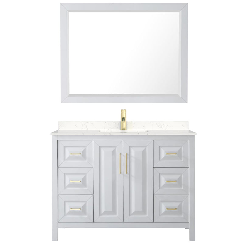 Daria 48" Free Standing Single Basin Vanity Set with Cabinet, Cultured Marble Vanity Top, and Framed Mirror - image 3