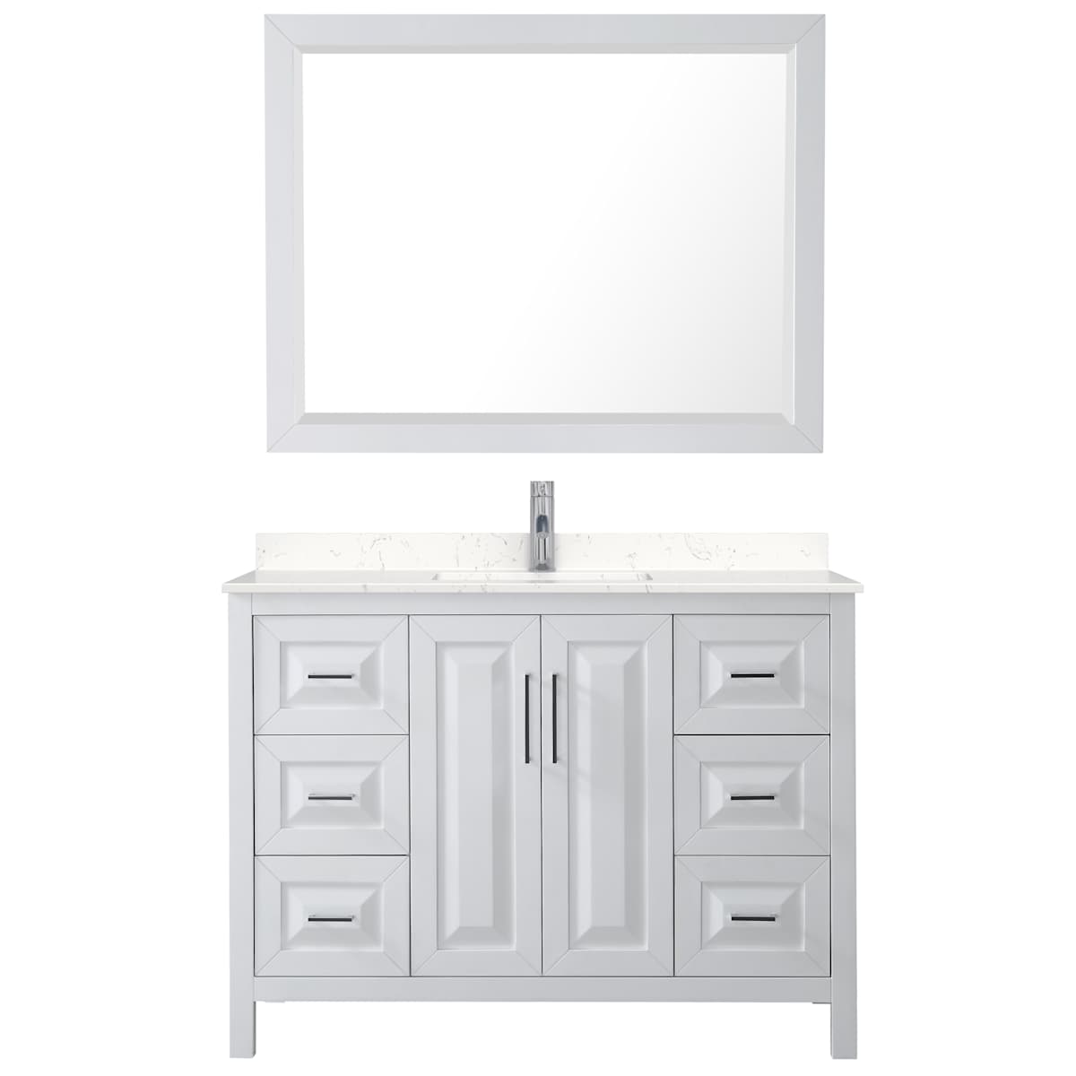 Daria 48" Free Standing Single Basin Vanity Set with Cabinet, Cultured Marble Vanity Top, and Framed Mirror