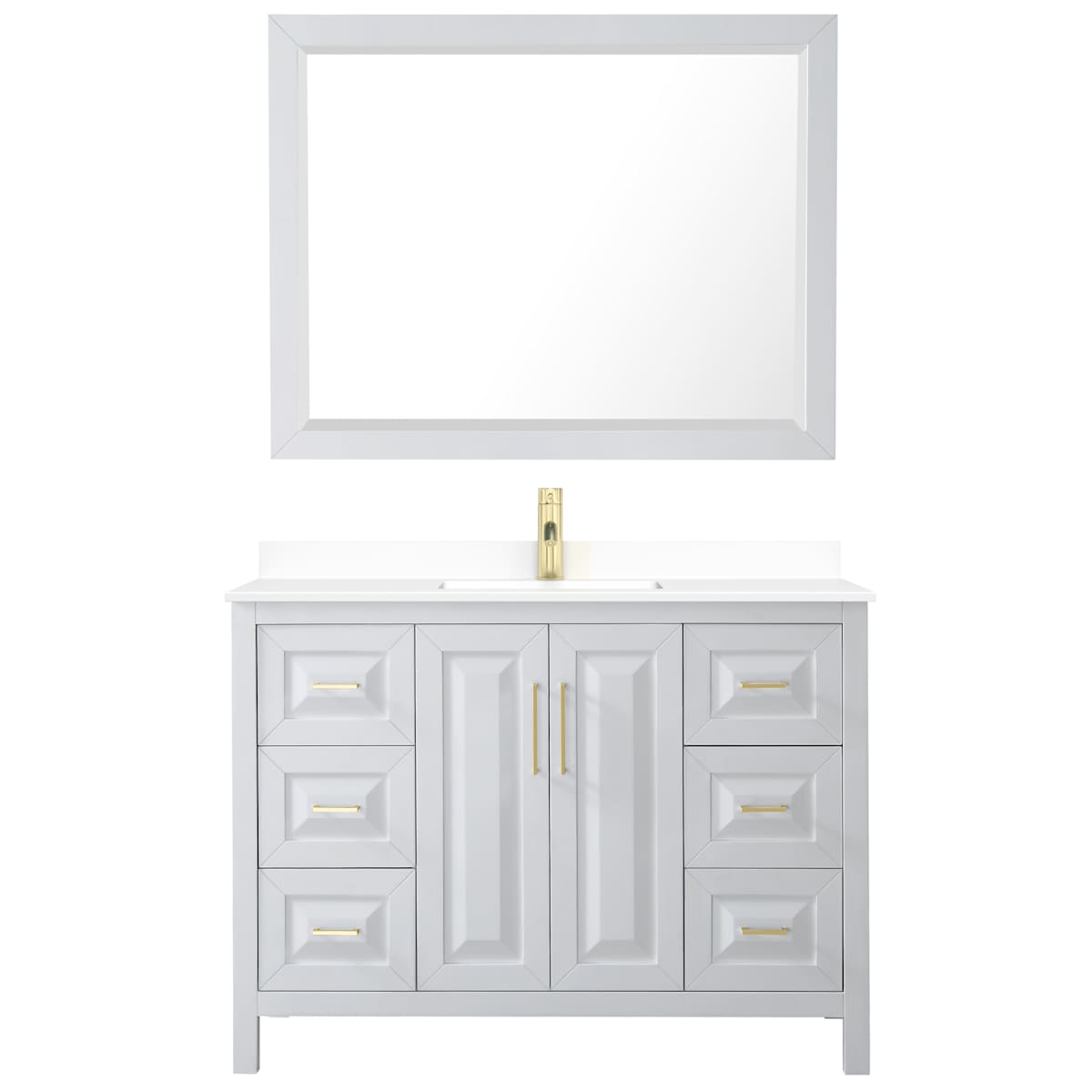 Daria 48" Free Standing Single Basin Vanity Set with Cabinet, Cultured Marble Vanity Top, and Framed Mirror