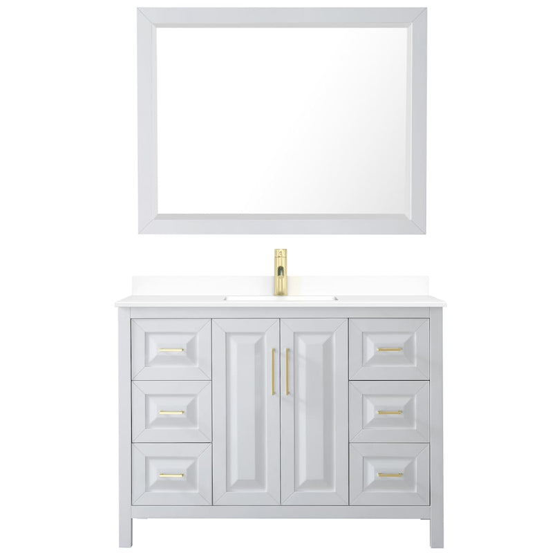 Daria 48" Free Standing Single Basin Vanity Set with Cabinet, Cultured Marble Vanity Top, and Framed Mirror - image 11