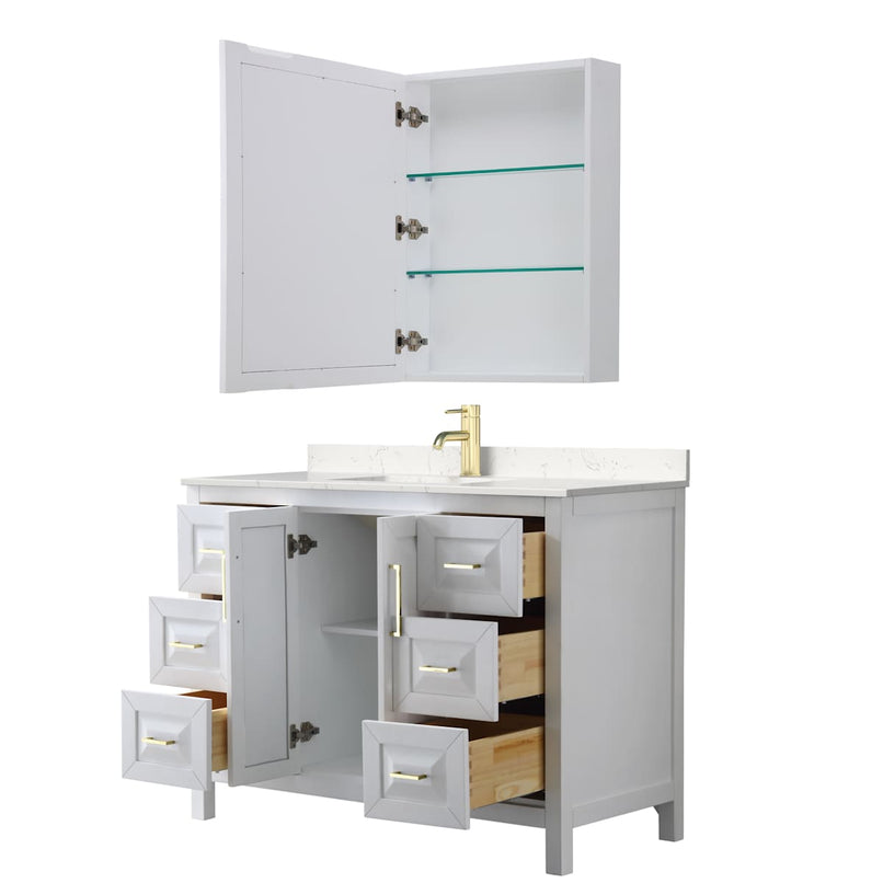 Daria 48" Free Standing Single Basin Vanity Set with Cabinet, Cultured Marble Vanity Top, and Medicine Cabinet - image 2
