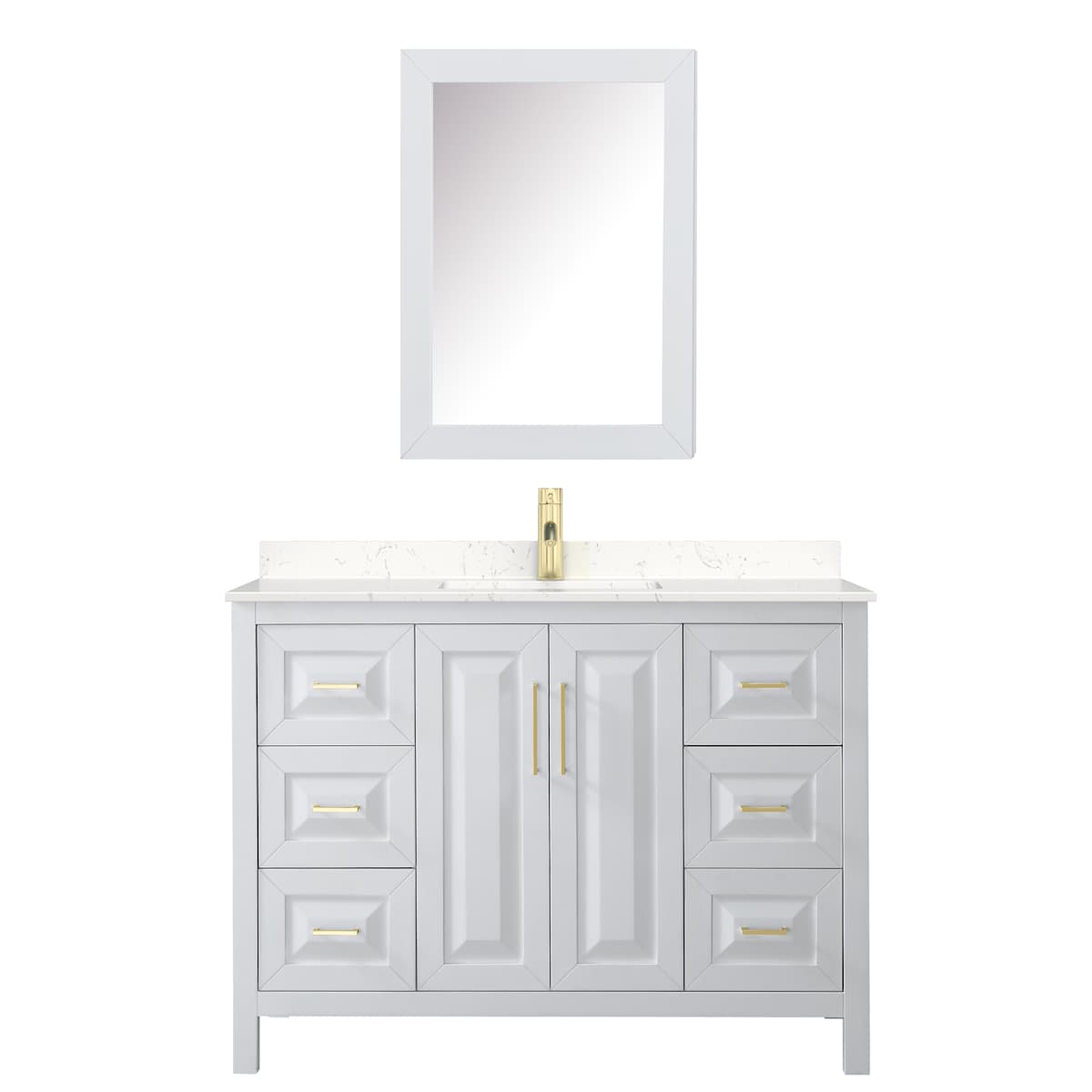 Daria 48" Free Standing Single Basin Vanity Set with Cabinet, Cultured Marble Vanity Top, and Medicine Cabinet