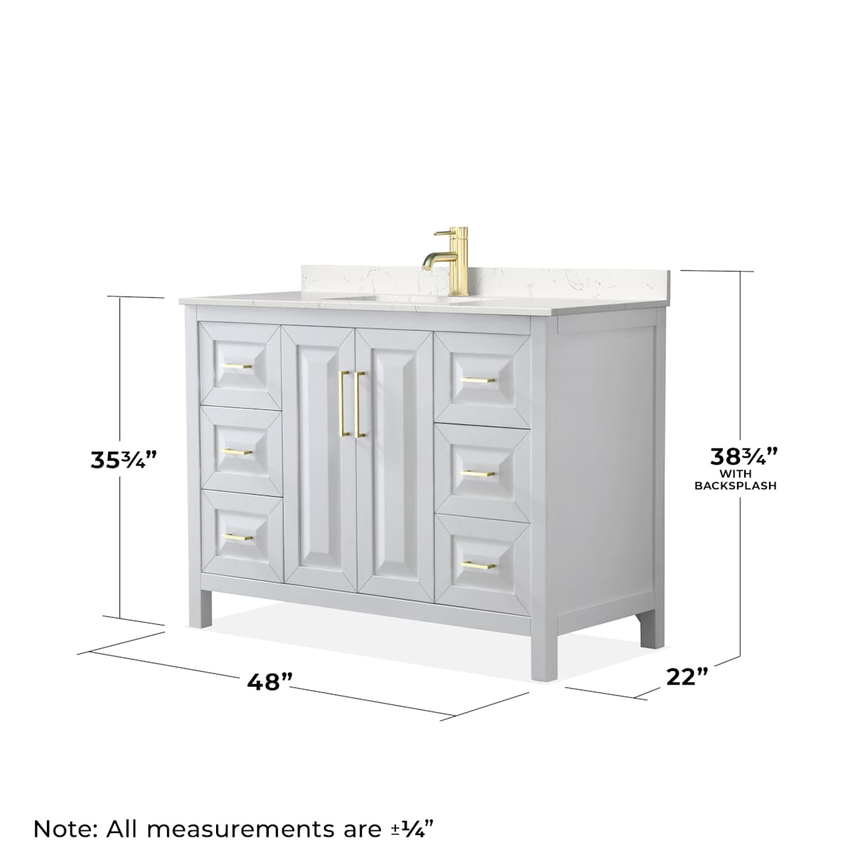 Daria 48" Free Standing Single Basin Vanity Set with Cabinet, Cultured Marble Vanity Top, and Medicine Cabinet
