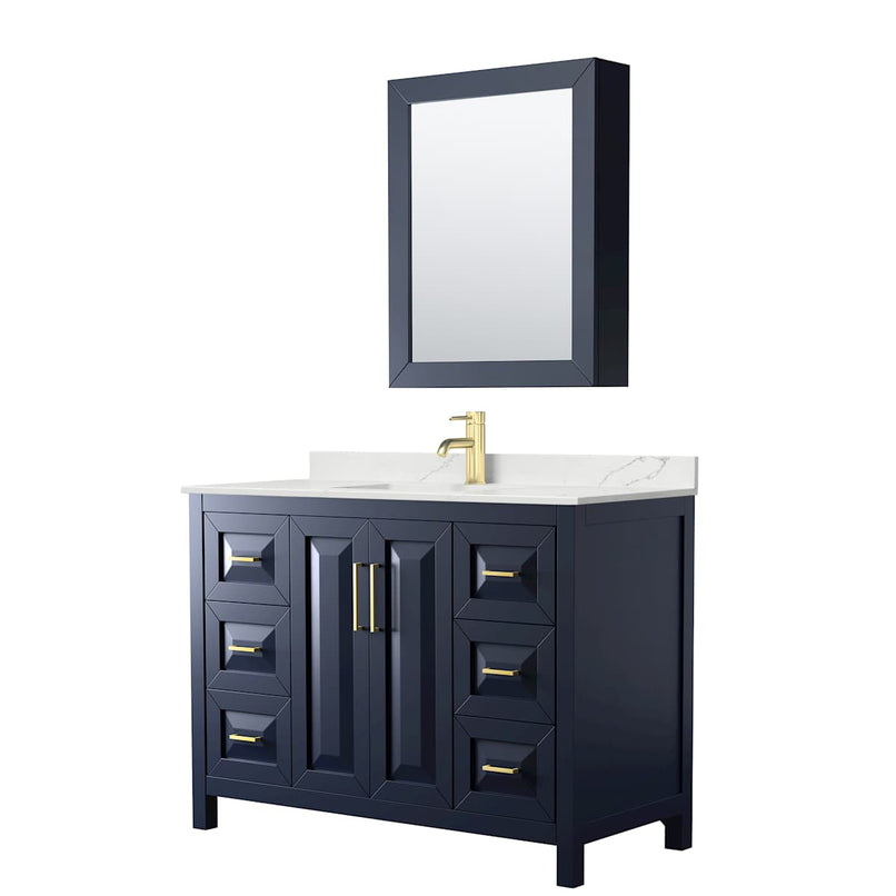Daria 48" Free Standing Single Basin Vanity Set with Cabinet, Quartz Vanity Top, and Medicine Cabinet - image 1