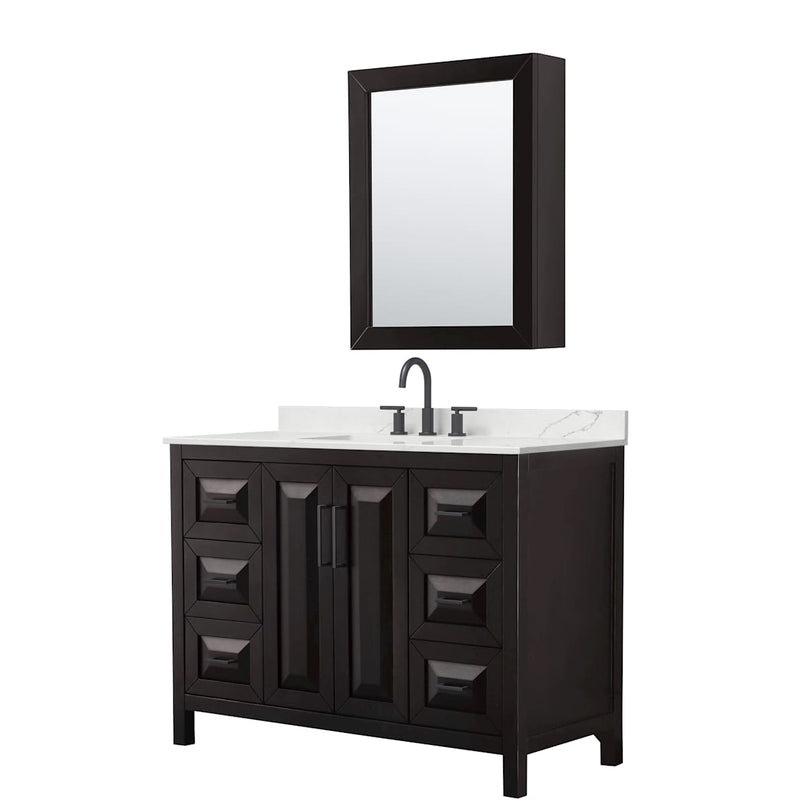 Daria 48" Free Standing Single Basin Vanity Set with Cabinet, Quartz Vanity Top, and Medicine Cabinet - image 1