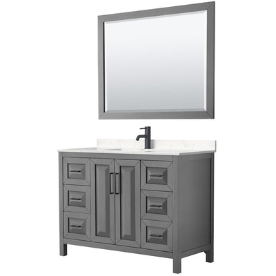 Daria 48" Free Standing Single Basin Vanity Set with Cabinet, Cultured Marble Vanity Top, and Framed Mirror - image 1