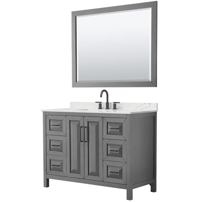 Daria 48" Free Standing Single Basin Vanity Set with Cabinet, Quartz Vanity Top, and Framed Mirror - image 1