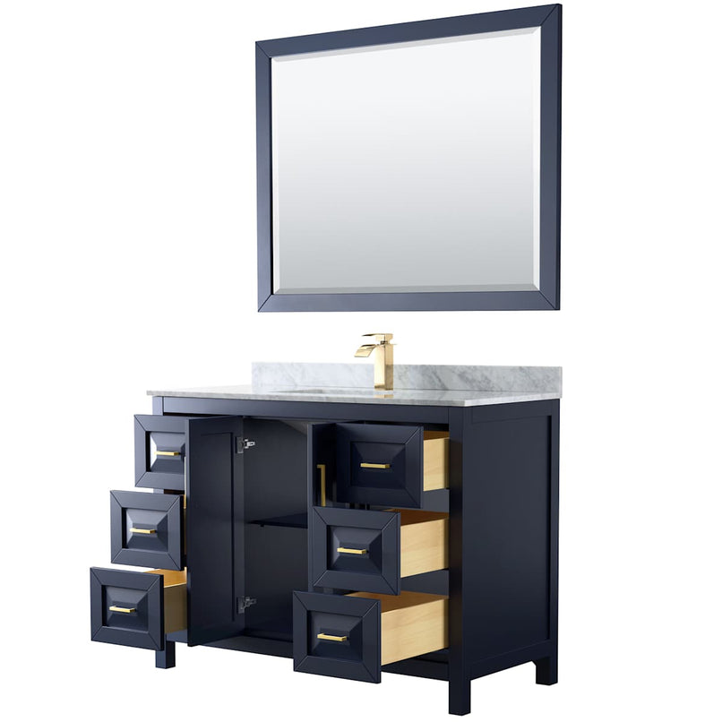 Daria 48" Free Standing Single Vanity Set with MDF Cabinet, Marble Vanity Top, Undermount Sink, and Framed Mirror - image 2
