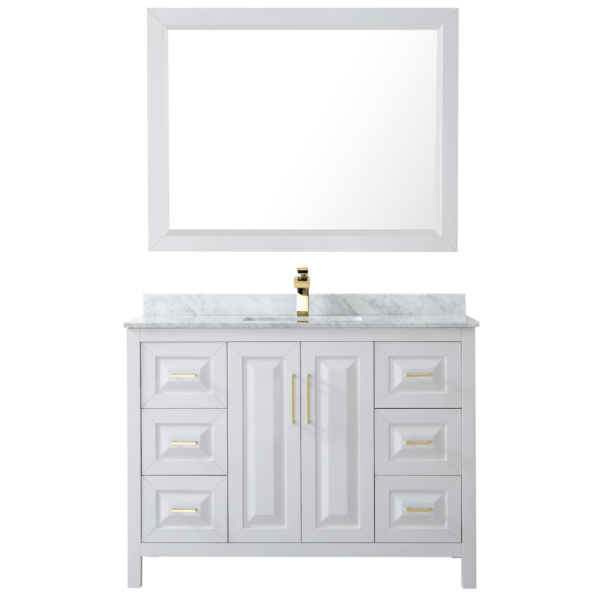Daria 48" Free Standing Single Vanity Set with MDF Cabinet, Marble Vanity Top, Undermount Sink, and Framed Mirror