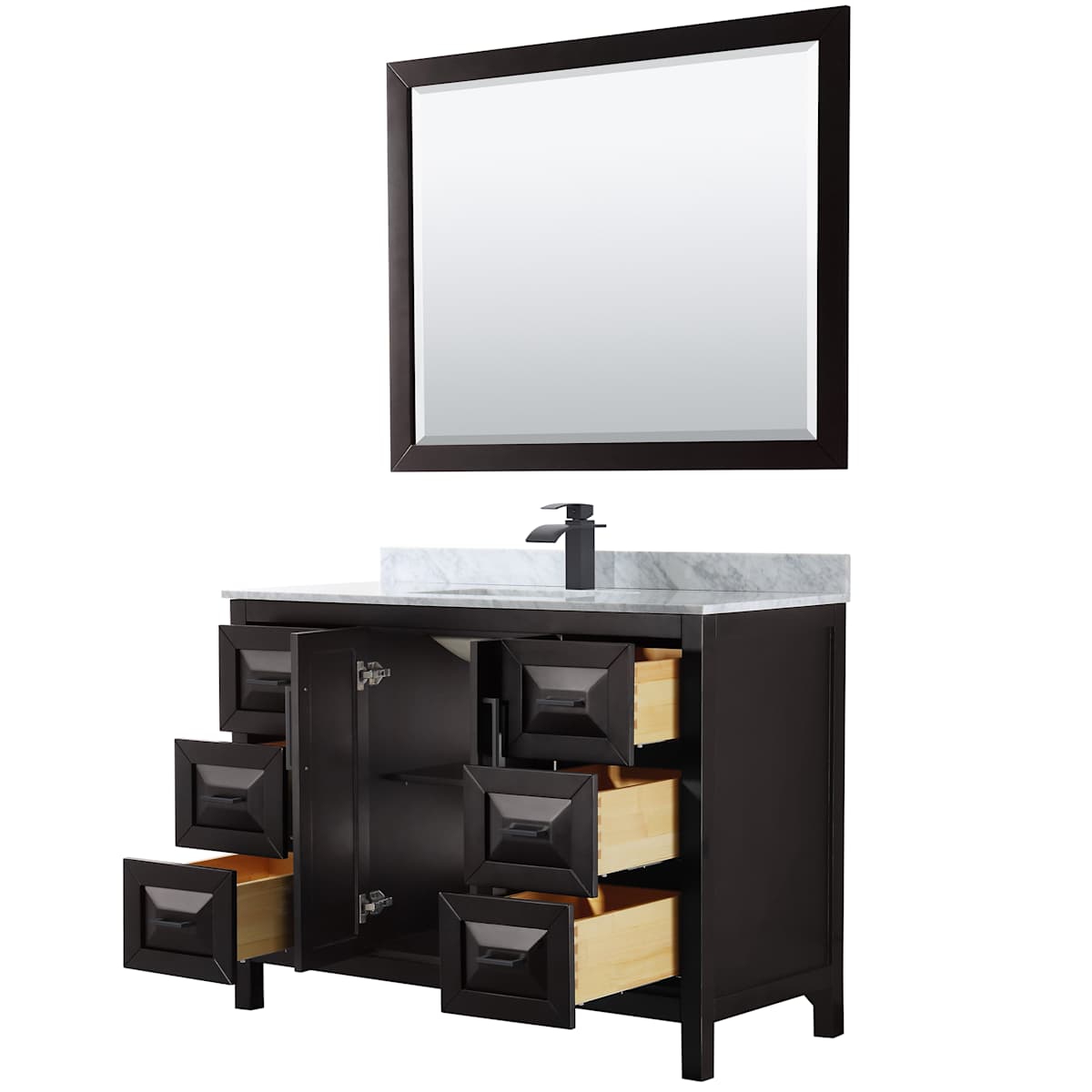 Daria 48" Free Standing Single Vanity Set with MDF Cabinet, Marble Vanity Top, Undermount Sink, and Framed Mirror - image 9