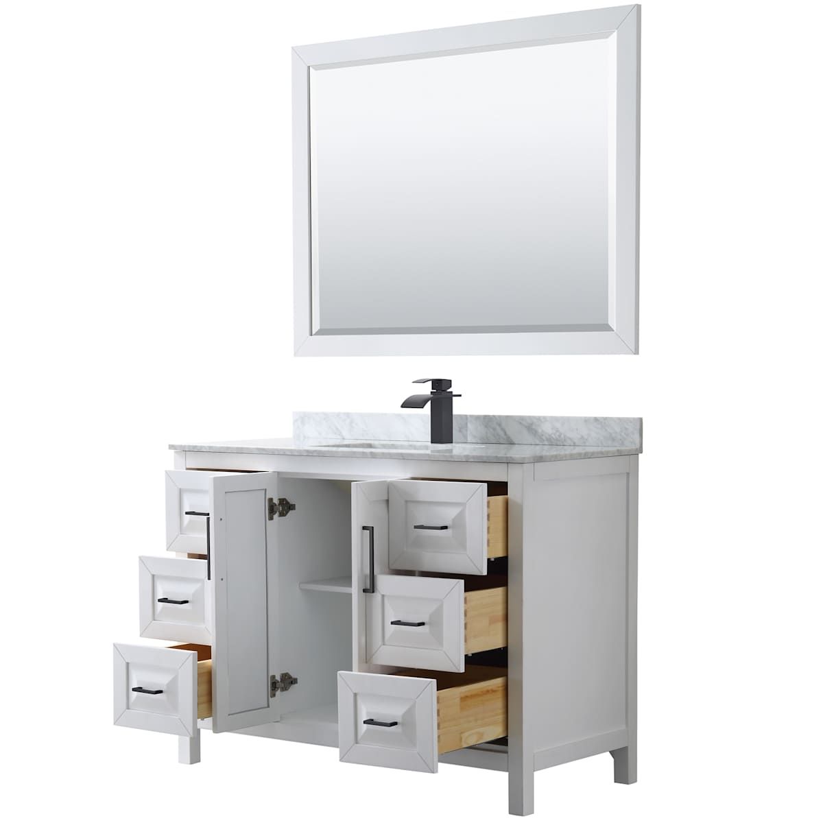 Daria 48" Free Standing Single Vanity Set with MDF Cabinet, Marble Vanity Top, Undermount Sink, and Framed Mirror