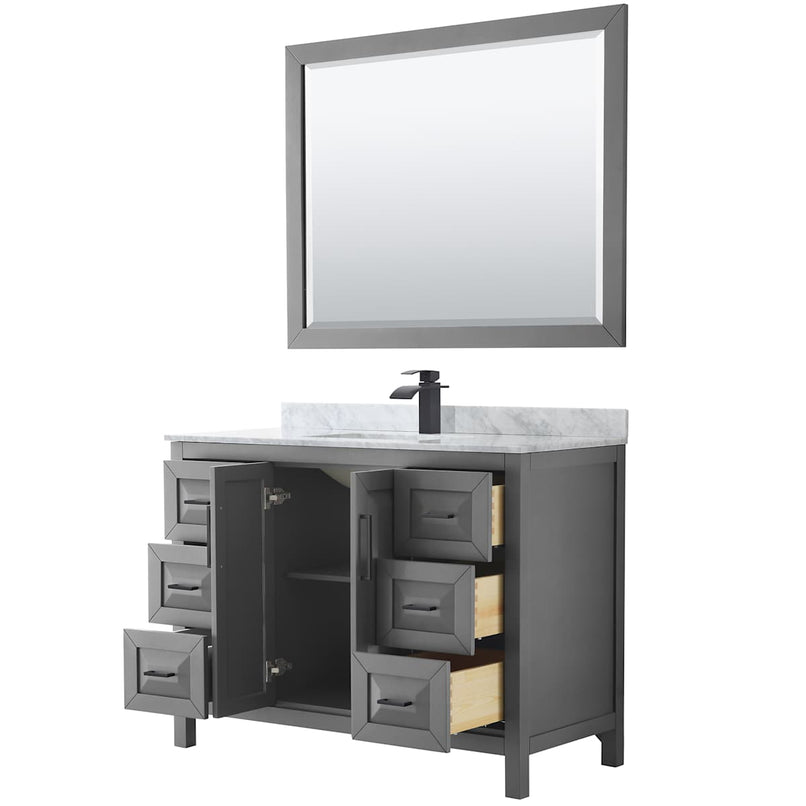 Daria 48" Free Standing Single Vanity Set with MDF Cabinet, Marble Vanity Top, Undermount Sink, and Framed Mirror - image 14
