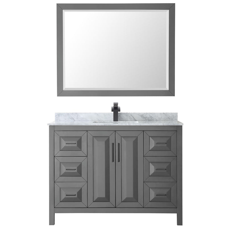 Daria 48" Free Standing Single Vanity Set with MDF Cabinet, Marble Vanity Top, Undermount Sink, and Framed Mirror - image 15