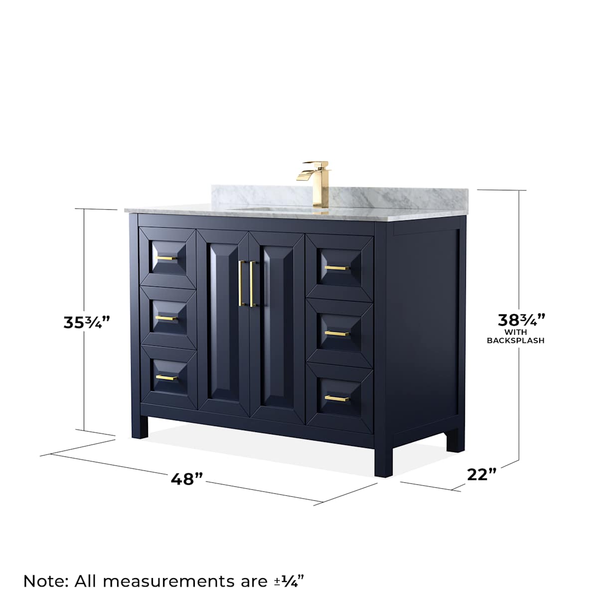 Daria 48" Free Standing Single Vanity Set with MDF Cabinet, Marble Vanity Top, Undermount Sink, and Medicine Cabinet - image 7