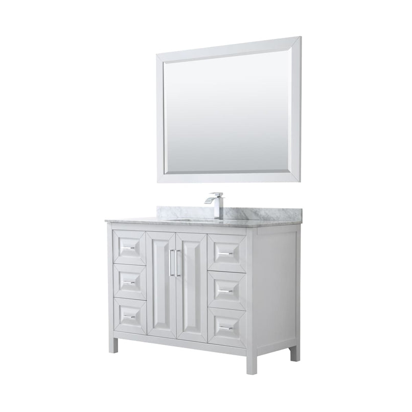 Daria 48" Free Standing Single Vanity Set with MDF Cabinet, Marble Vanity Top, Undermount Sink, and Framed Mirror - image 1