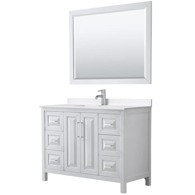 Daria 48" Free Standing Single Basin Vanity Set with Cabinet, Quartz Vanity Top, and Framed Mirror - image 1