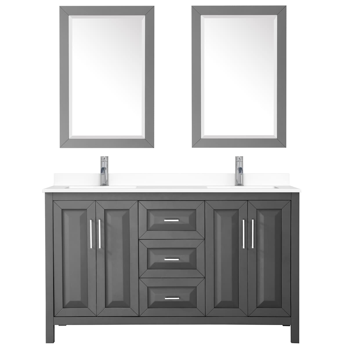 Daria 60" Free Standing Double Basin Vanity Set with Cabinet, Cultured Marble Vanity Top, and Framed Mirror - image 14