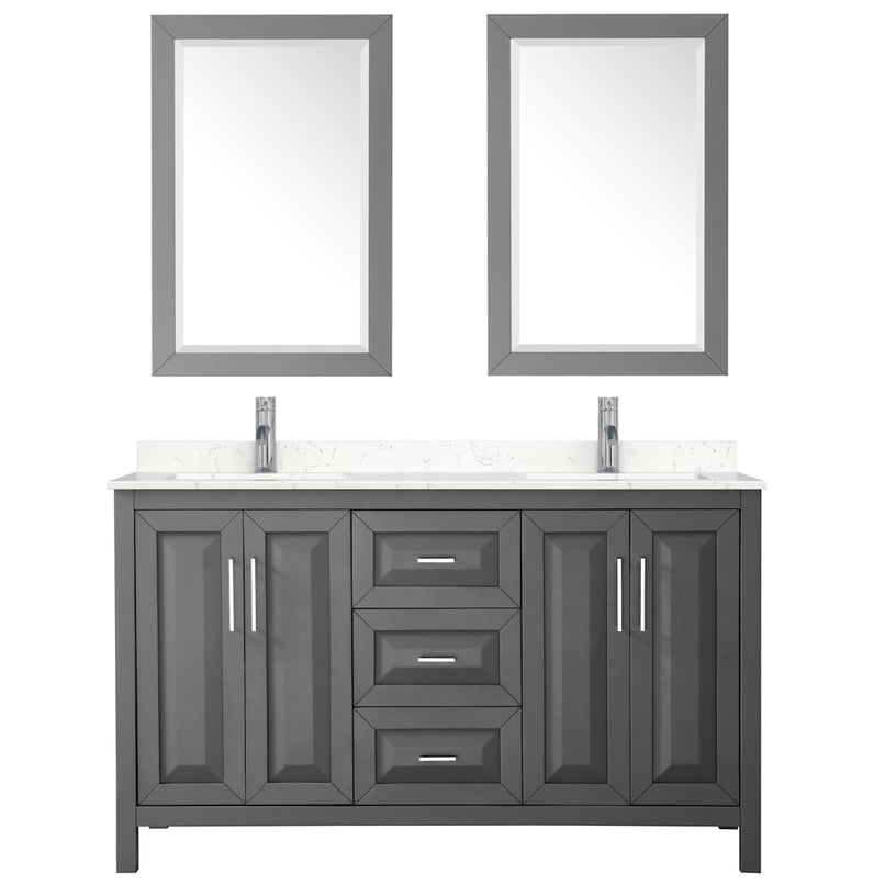 Daria 60" Free Standing Double Basin Vanity Set with Cabinet, Cultured Marble Vanity Top, and Framed Mirror - image 15