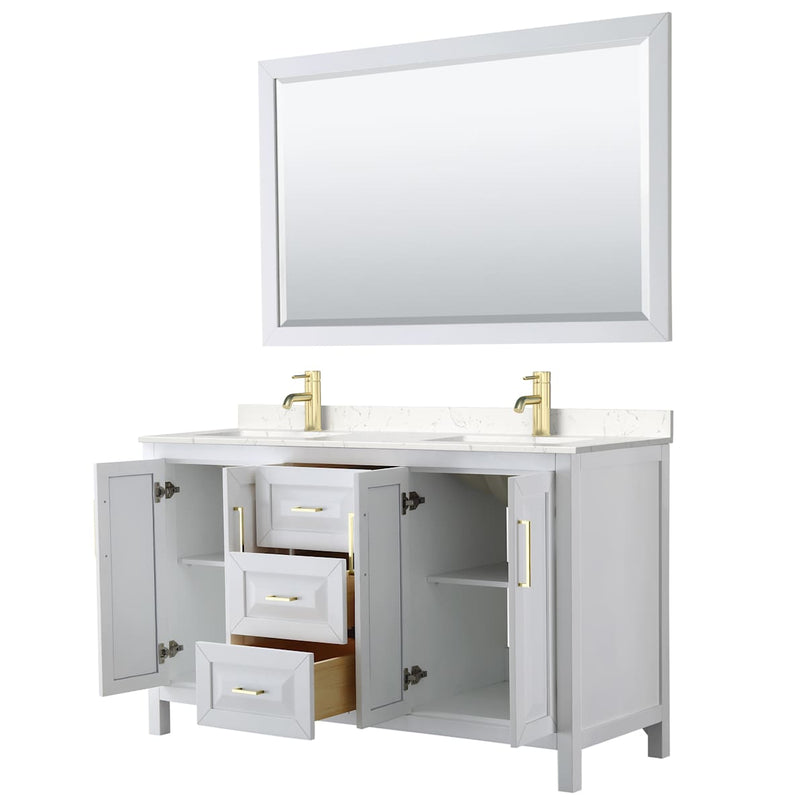 Daria 60" Free Standing Double Basin Vanity Set with Cabinet, Cultured Marble Vanity Top, and Framed Mirror - image 2