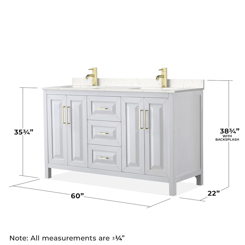 Daria 60" Free Standing Double Basin Vanity Set with Cabinet, Cultured Marble Vanity Top, and Framed Mirror - image 6