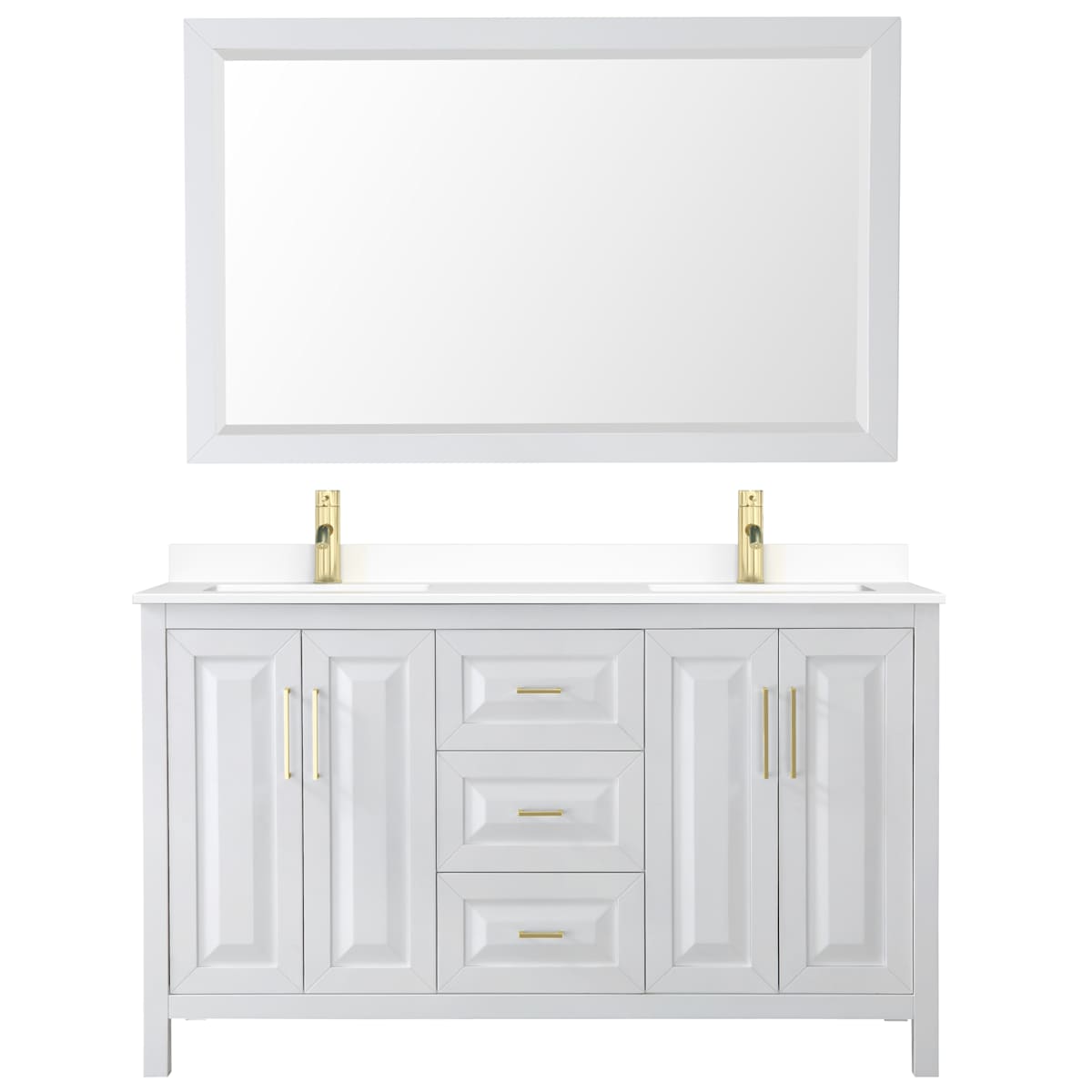 Daria 60" Free Standing Double Basin Vanity Set with Cabinet, Cultured Marble Vanity Top, and Framed Mirror - image 11