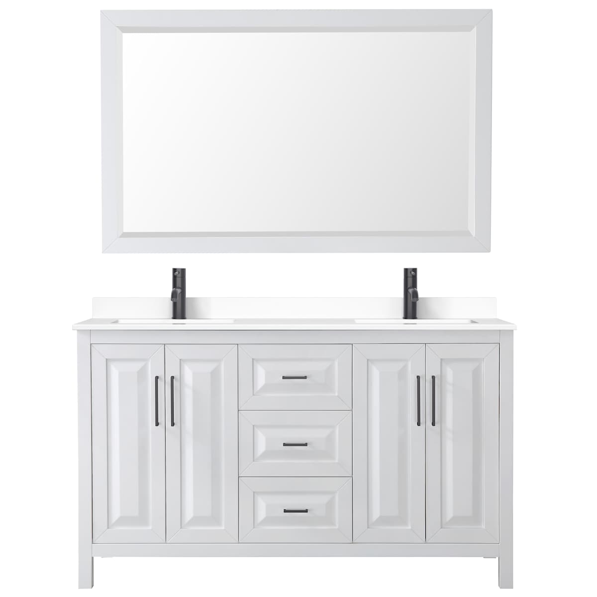 Daria 60" Free Standing Double Basin Vanity Set with Cabinet, Cultured Marble Vanity Top, and Framed Mirror - image 12