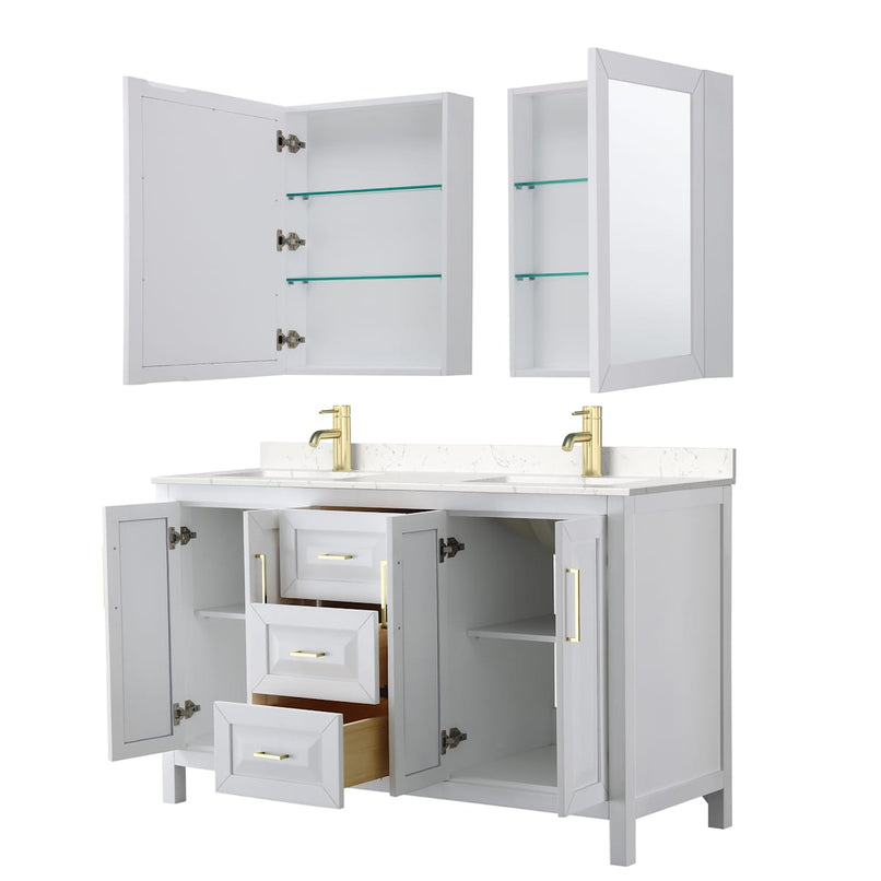 Daria 60" Free Standing Double Basin Vanity Set with Cabinet, Cultured Marble Vanity Top, and Medicine Cabinet - image 2