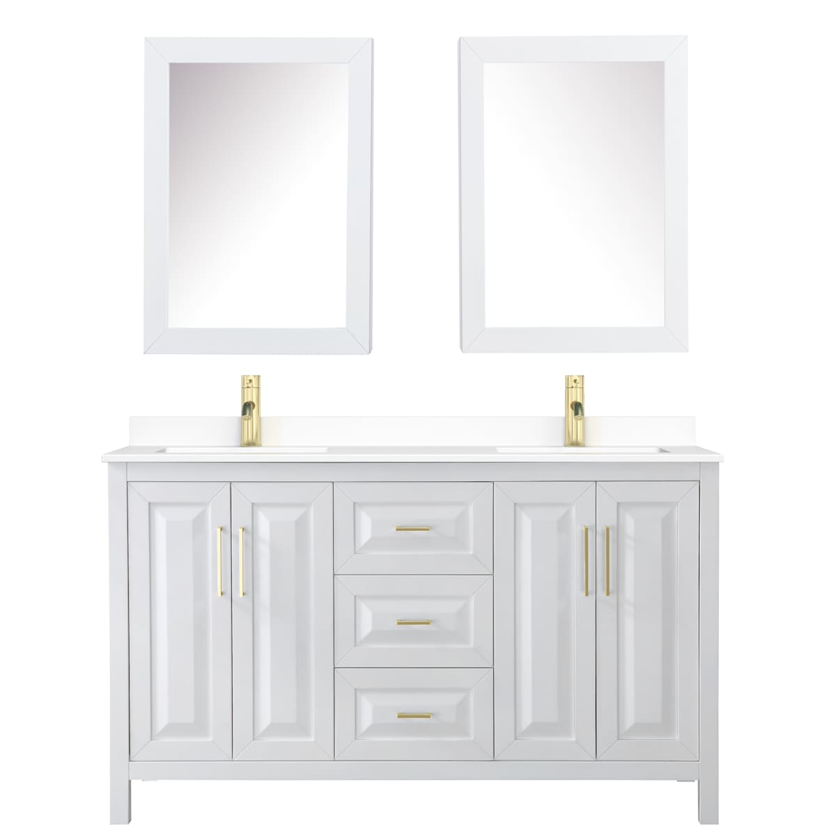 Daria 60" Free Standing Double Basin Vanity Set with Cabinet, Cultured Marble Vanity Top, and Medicine Cabinet