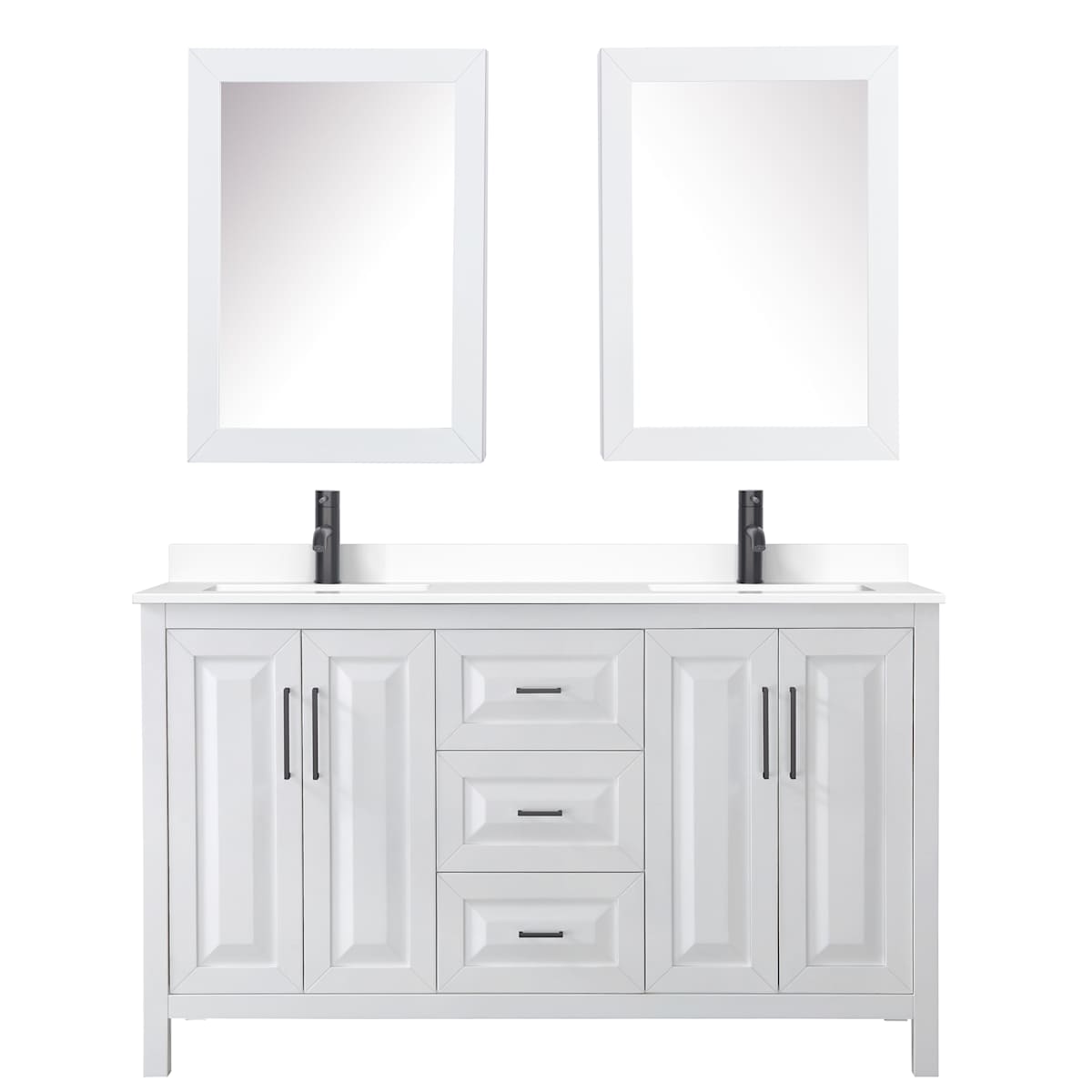 Daria 60" Free Standing Double Basin Vanity Set with Cabinet, Cultured Marble Vanity Top, and Medicine Cabinet