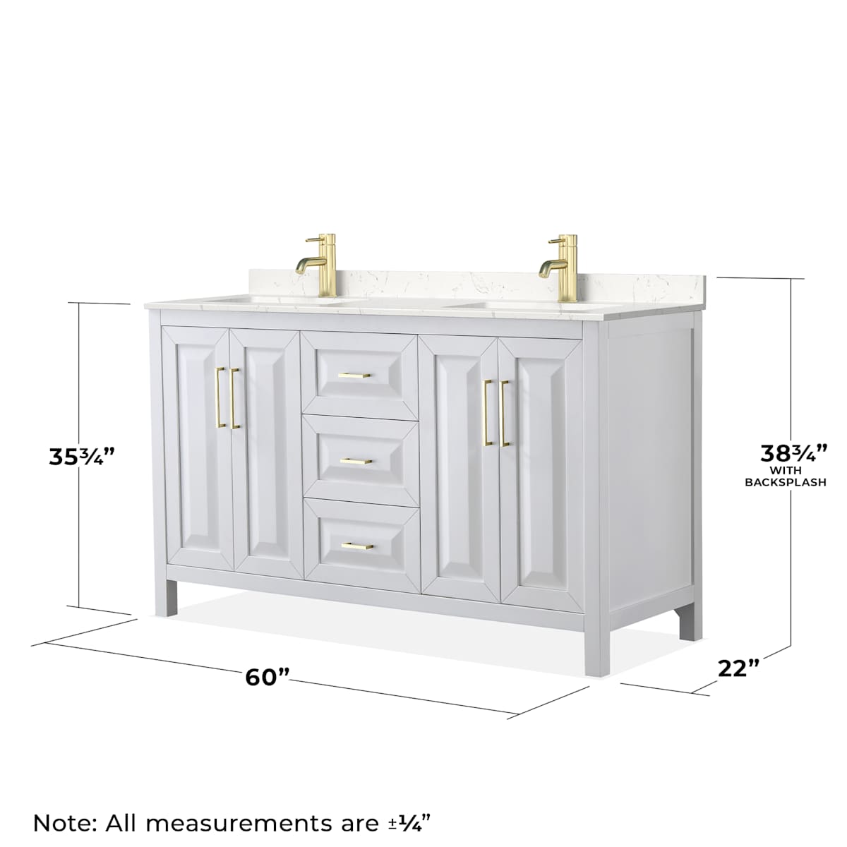 Daria 60" Free Standing Double Basin Vanity Set with Cabinet and Cultured Marble Vanity Top