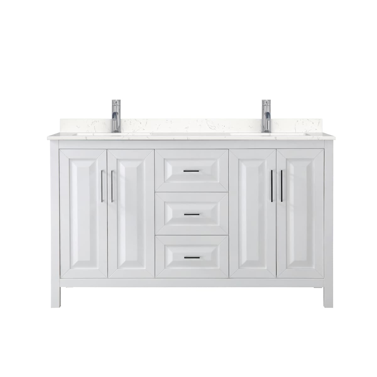 Daria 60" Free Standing Double Basin Vanity Set with Cabinet and Cultured Marble Vanity Top