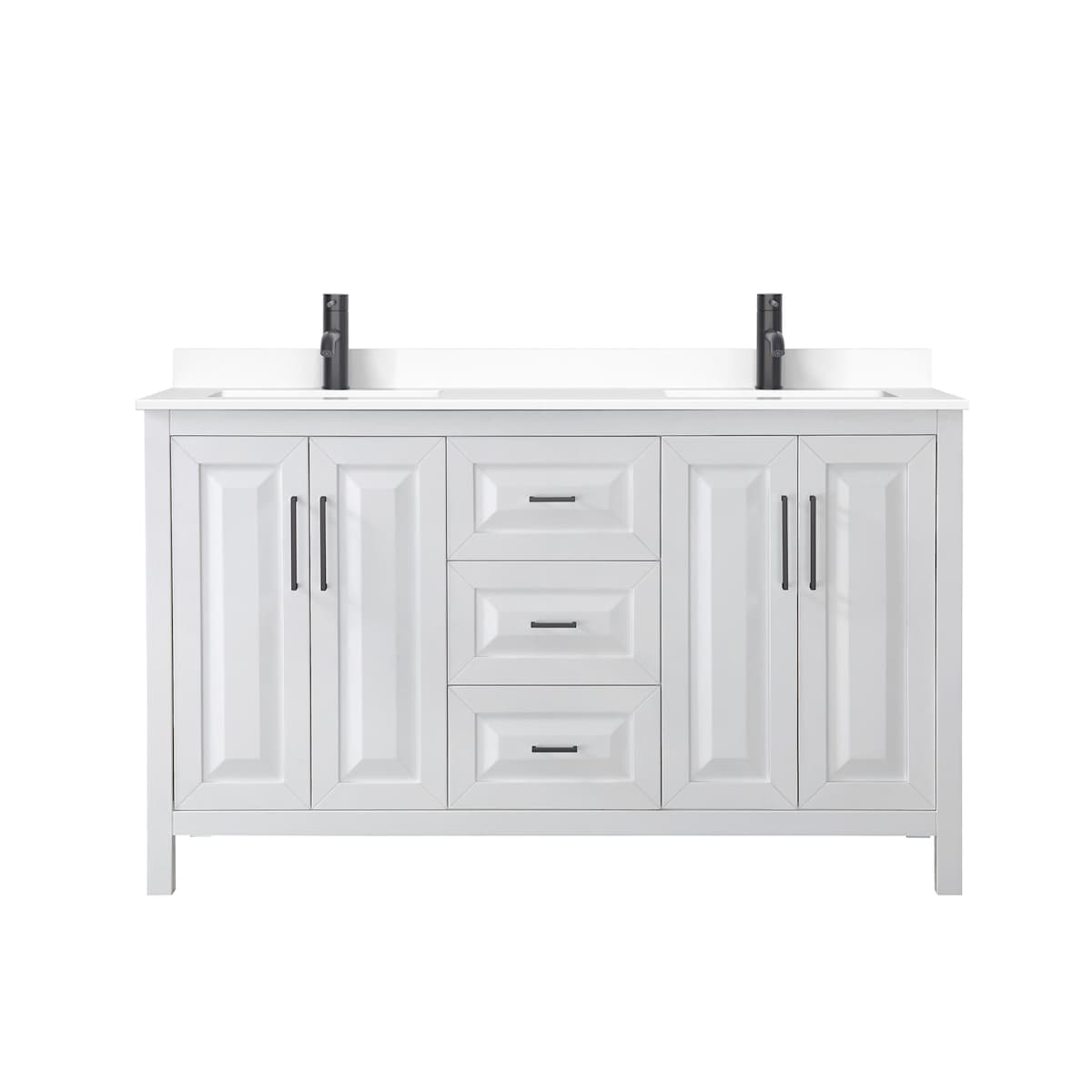 Daria 60" Free Standing Double Basin Vanity Set with Cabinet and Cultured Marble Vanity Top