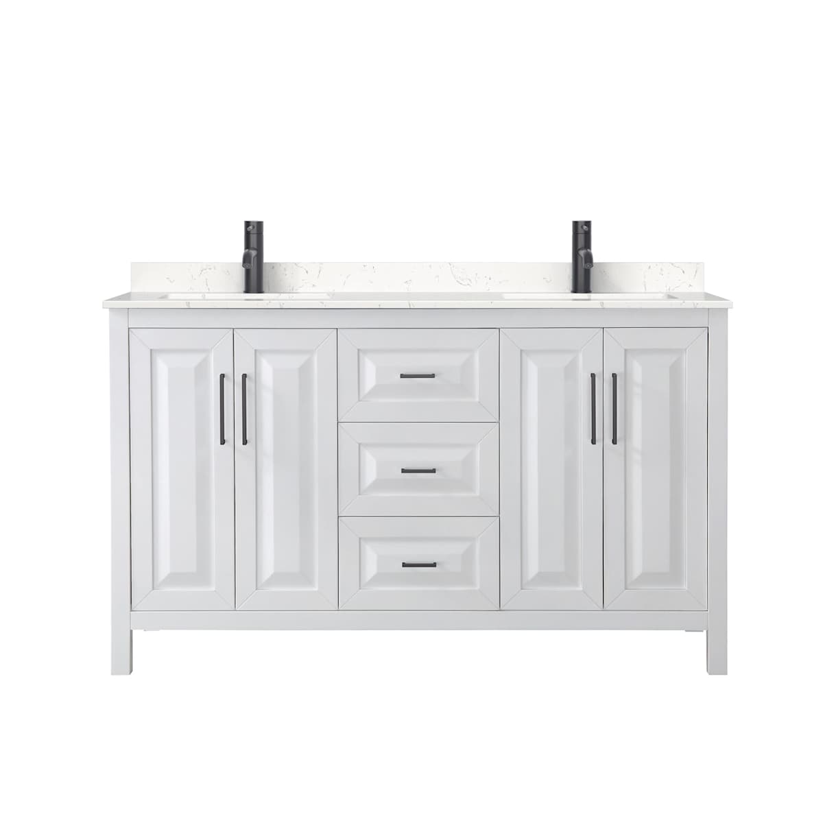 Daria 60" Free Standing Double Basin Vanity Set with Cabinet and Cultured Marble Vanity Top