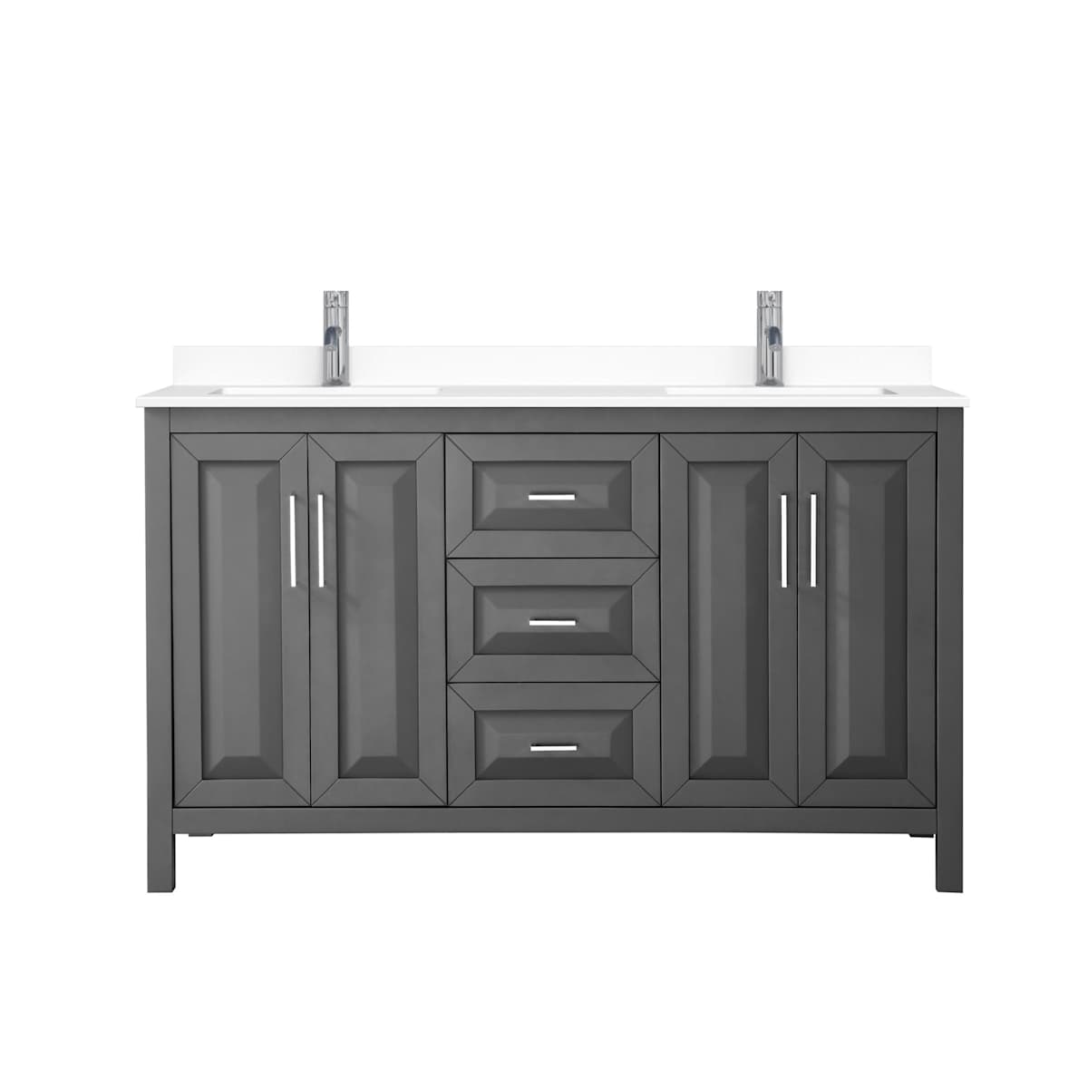 Daria 60" Free Standing Double Basin Vanity Set with Cabinet and Cultured Marble Vanity Top