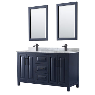 Daria 60" Free Standing Double Vanity Set with MDF Cabinet, Marble Vanity Top, 2 Undermount Sinks, and 2 Framed Mirrors - image 1