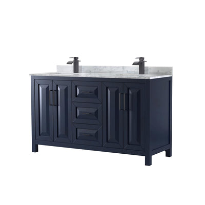 Daria 60" Free Standing Double Vanity Set with MDF Cabinet, Marble Vanity Top, and 2 Undermount Sinks - image 1