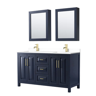 Daria 60" Free Standing Double Basin Vanity Set with Cabinet, Cultured Marble Vanity Top, and Medicine Cabinet - image 1