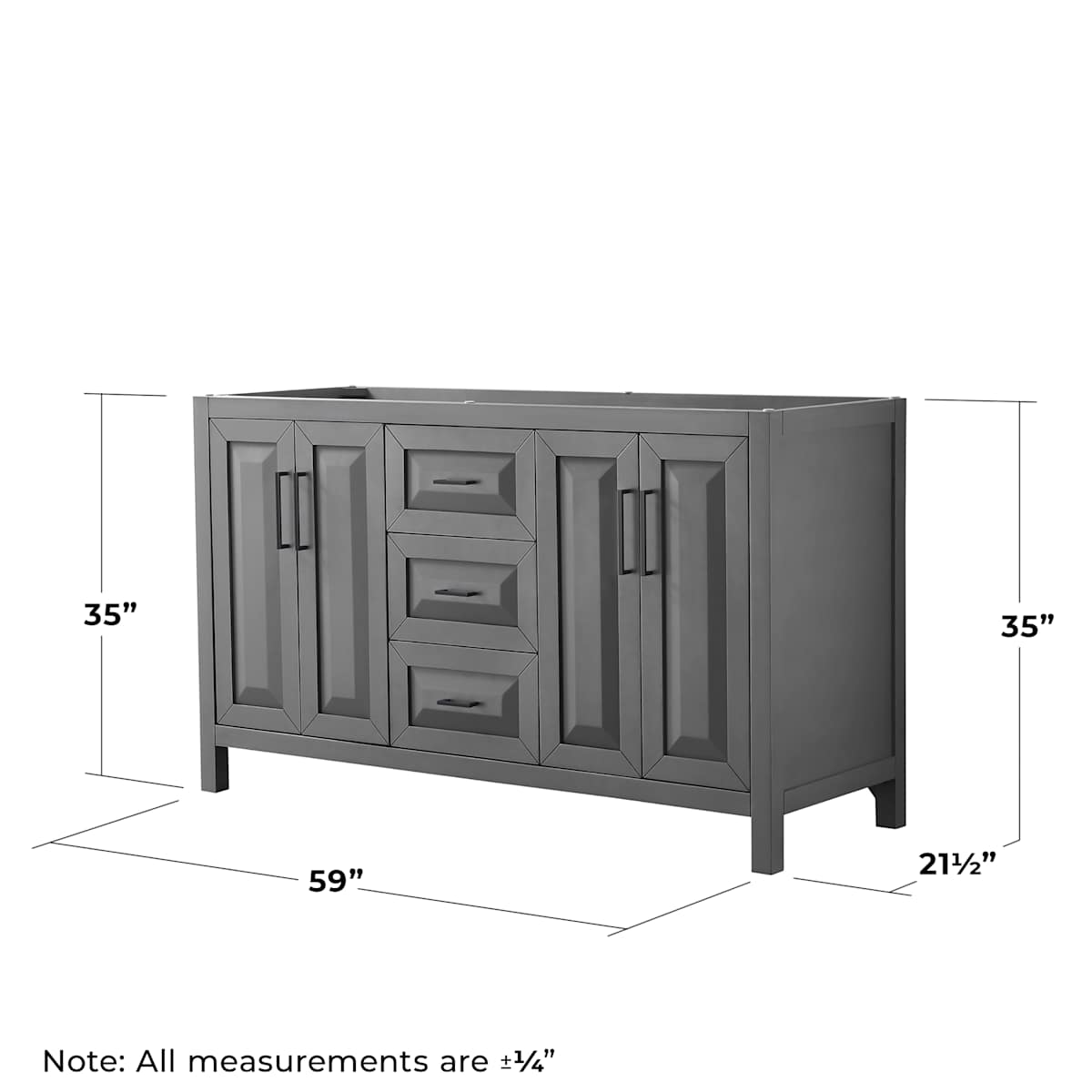 Daria 59" Double Free Standing Vanity Cabinet Only - Less Vanity Top