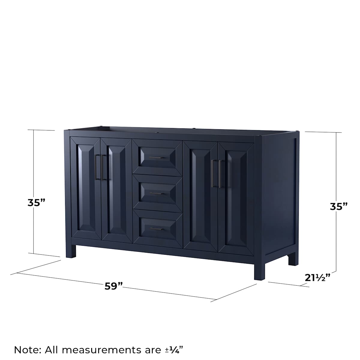 Daria 59" Double Free Standing Vanity Cabinet Only - Less Vanity Top
