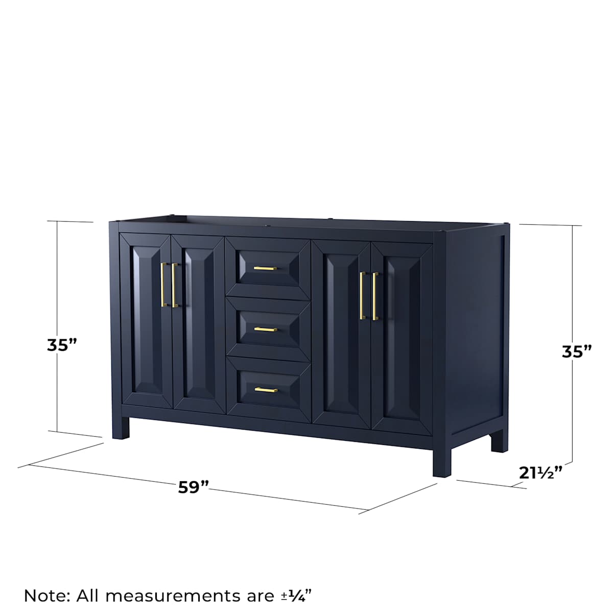 Daria 59" Double Free Standing Vanity Cabinet Only - Less Vanity Top