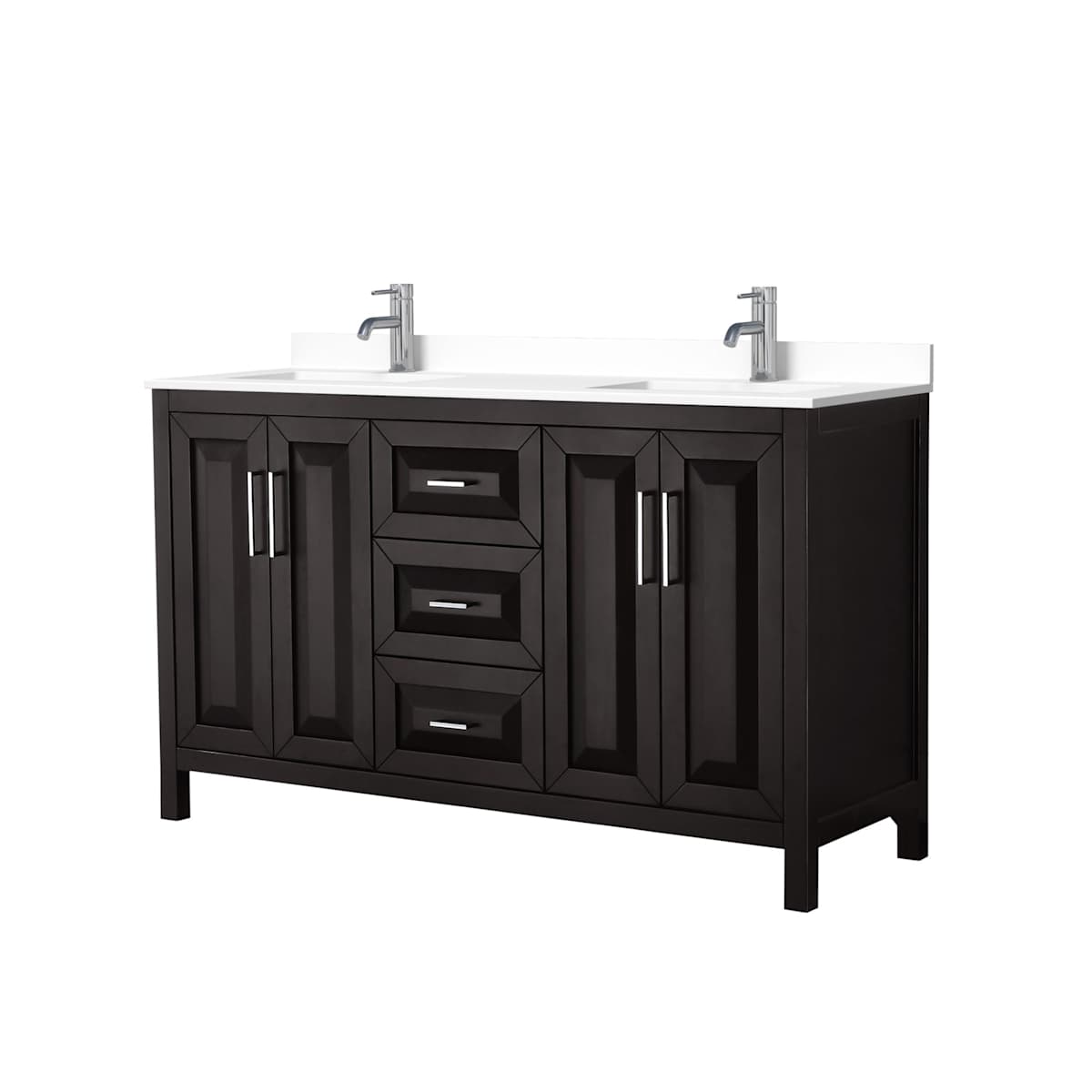Daria 60" Free Standing Double Basin Vanity Set with Cabinet and Cultured Marble Vanity Top